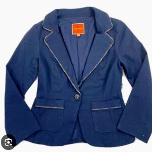ModCloth Legendary Lifestyle Navy Blazer with Rainbow Trim, size XL
